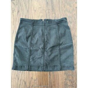 Free People Black Denim Modern Femme Mini Skirt